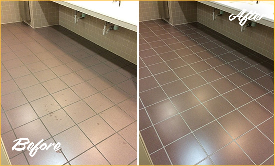 Before and After Picture of a Easton Restroom Sealed to Help Protect Against Scratches