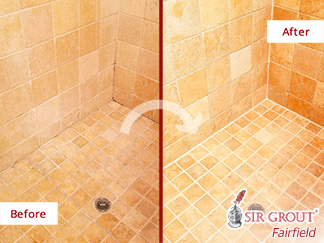 Before and After Picture of the Transformation This Shower Received in Stamford, CT, Thank to a Grout Cleaning Job
