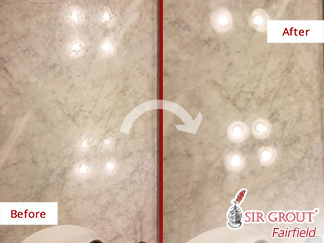 Before and after Picture of These Marble Surfaces in Stamford, CT