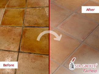 Before and after Picture of a Tile Cleaning Job in Greenwich, CT