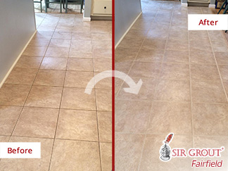Before and After a Tile and Grout Cleaning in New Milford, CT