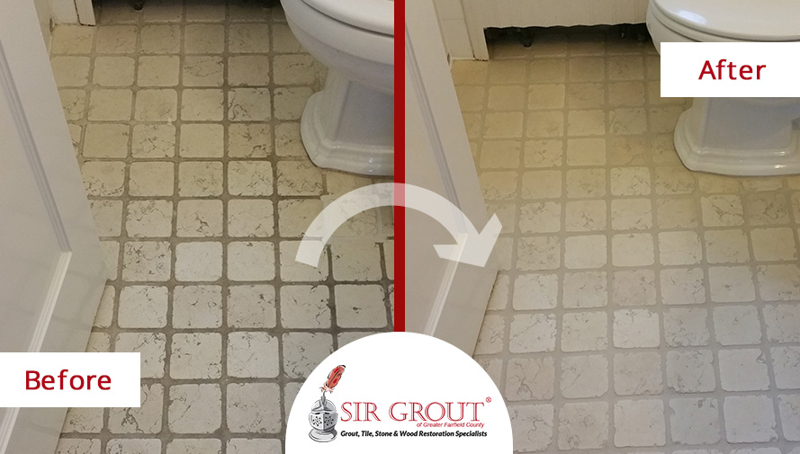 This Beautiful Stratford Home Had a Dirty Marble Bathroom Floor. See How a Stone Cleaning Fixed the Problem!