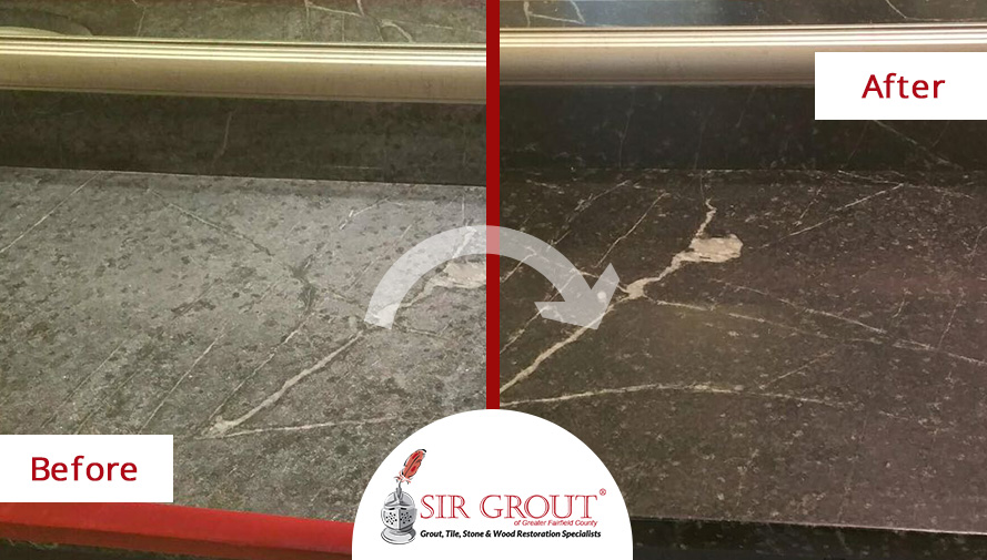 Before and After Picture of Stone Polishing Service in Stamford, Connecticut