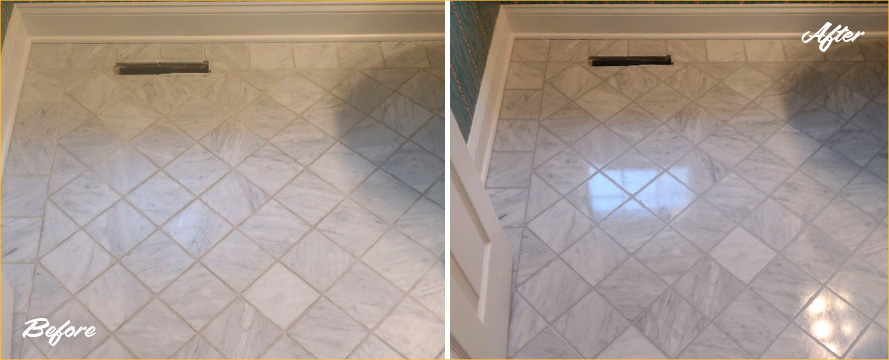 Floor Before and After Our Professional Hard Surface Restoration Services