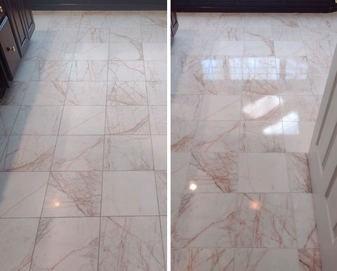 Floor Before and After Our Hard Surface Restoration Services