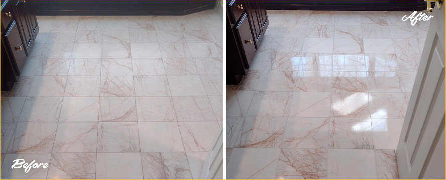 Floor Before and After Our Superb Hard Surface Restoration Services