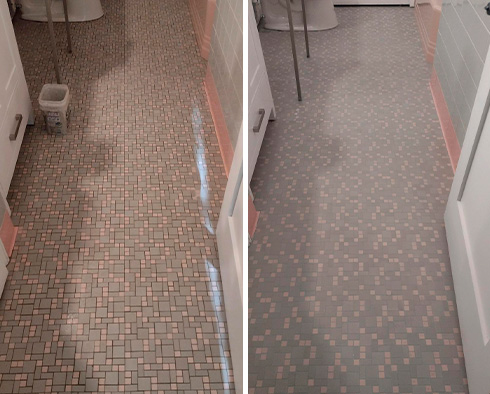 Floor Before and After a Grout Sealing in Washington, CT