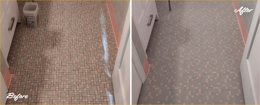 Floor Before and After a Superb Grout Sealing in Washington, CT
