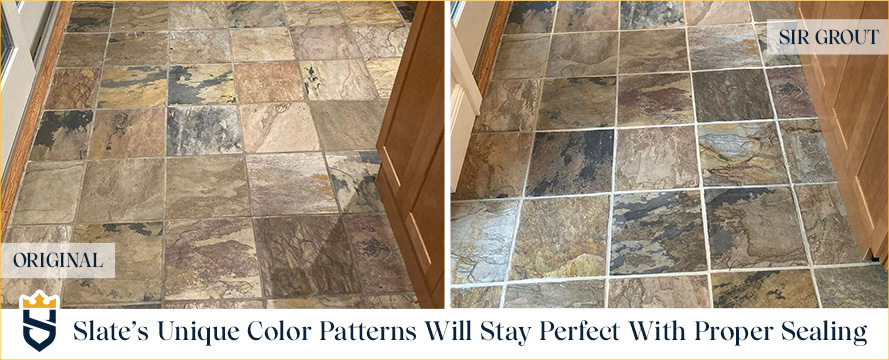 Sealing slate surfaces will prevent them from getting damaged and unattractive over time Slate's unique color patterns will stay perfect with proper sealing