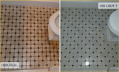 Before and After Picture of a Greenwich Bathroom Tile and Grout Cleaned to Remove Stains