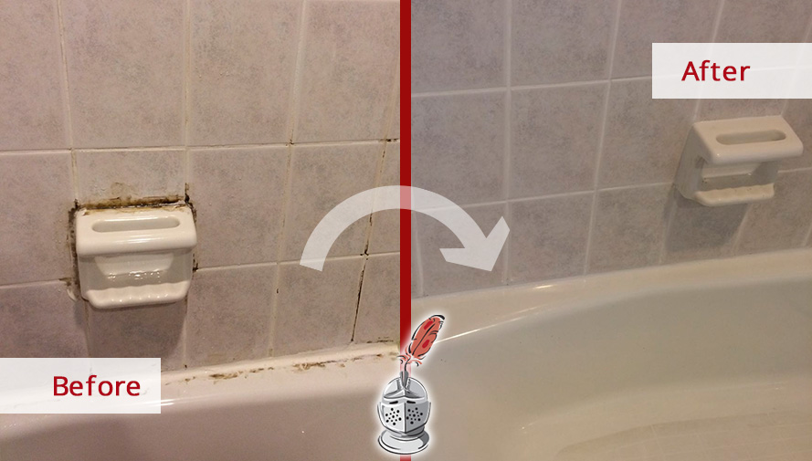Before and After Picture of a Bathroom Caulking in Norwalk, Connecticut