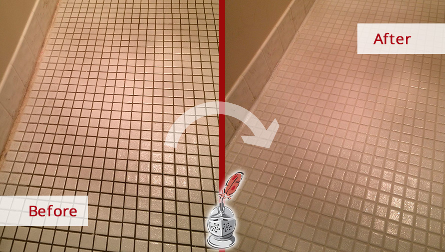 Before and After Picture of a Bathroom Grout Cleaning in Westport, CT