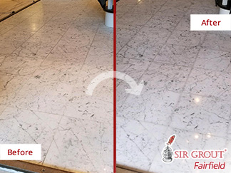 Before and after Picture of Our Stone Polishing Service in Ridgefield, CT