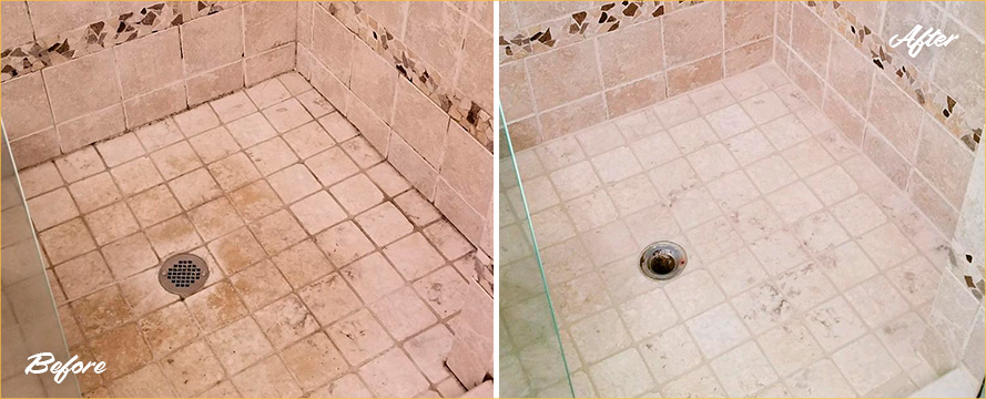 Before and after Picture of a Stone Cleaning Service in Greenwich, CT