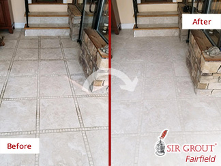 Before and after Picture of a Stone Cleaning Service in Newtown, CT