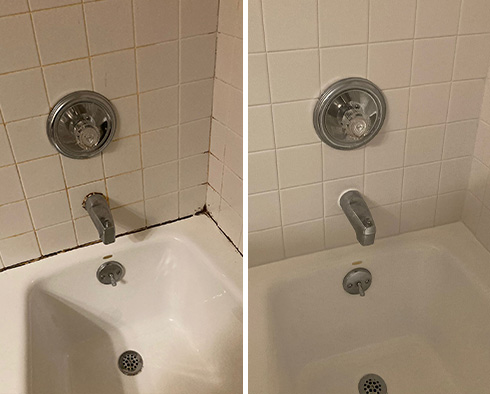 Before and After Our Shower Grout Restoration in Stamford, CT