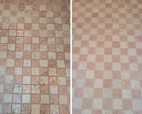 Stone Floor Before and After a Stone Cleaning in Southport