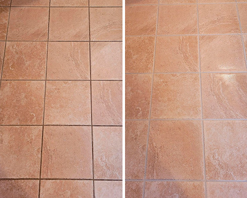 Bathroom Before and After a Grout Sealing in Easton, CT