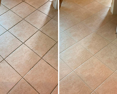 Floor Before and After a Grout Sealing in Sherman, CT