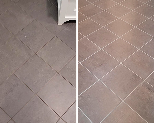 Bathroom Before and After Our Grout Cleaning in Westport, CT