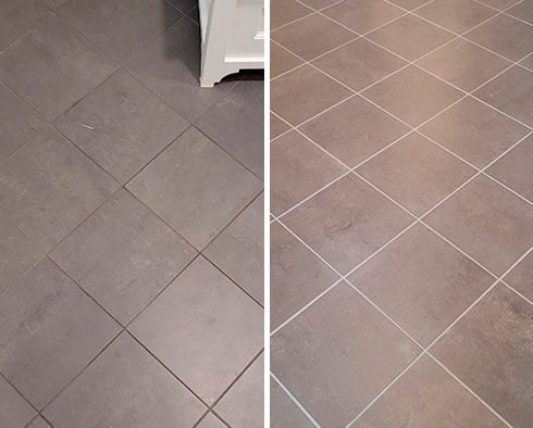 Bathroom Before and After Our Grout Cleaning in Westport, CT