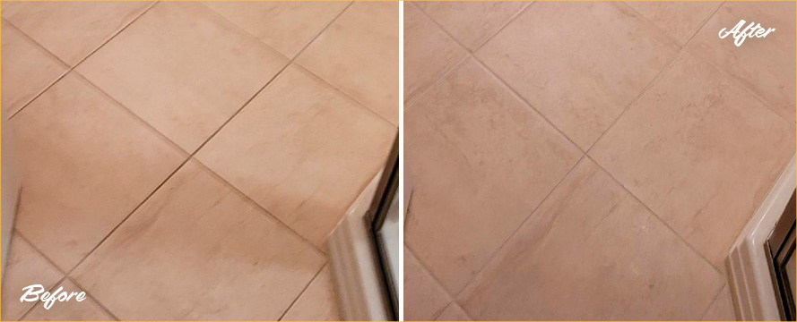 Floor Before and After Our Grout Cleaning in Westport, CT