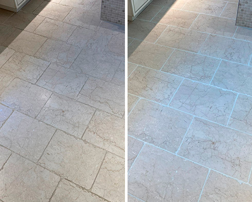 Bathroom Floor Before and After Our Hard Surface Restoration Services in Westport, CT