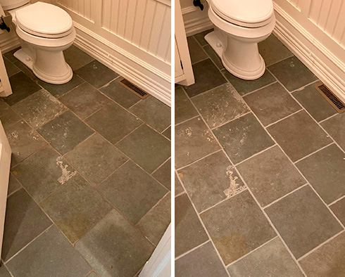 Floor Before and After a Grout Sealing in Darien, CT