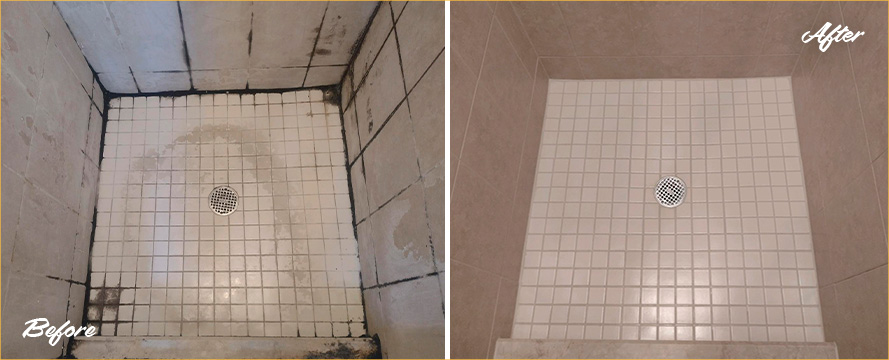 Shower Floor Restored by Our Professional Tile and Grout Cleaners in Trumbull, CT