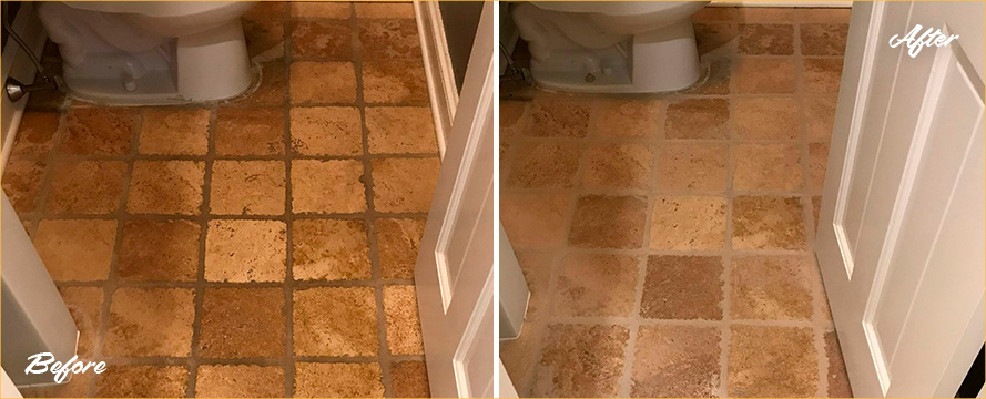 Floor Before and After an Amazing Stone Cleaning in Washington, CT
