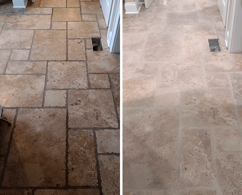 Floor Before and After a Stone Cleaning in Washington, CT
