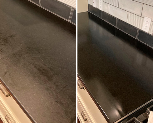 Countertop Before and After a Stone Sealing in Greenwich, CT.