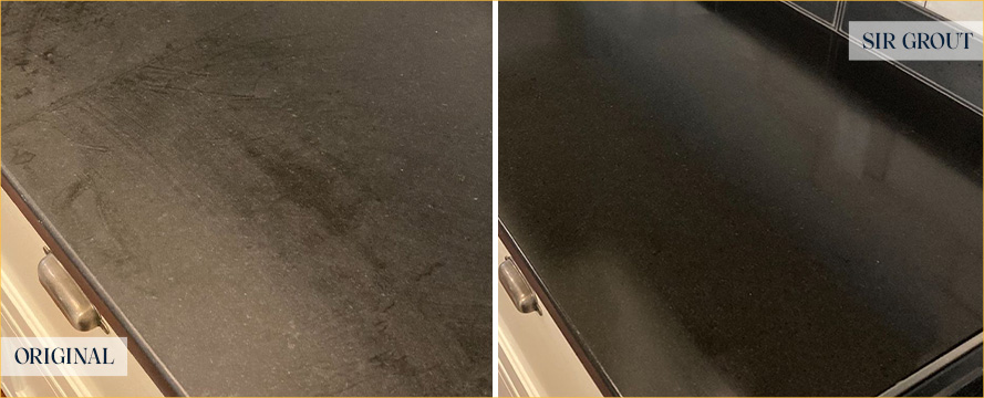 Countertop Before and After a Stone Sealing in Greenwich, CT.