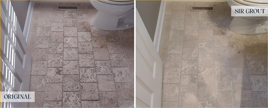 Bathroom Floor Before and After Our Hard Surface Restoration Services in New Fairfield