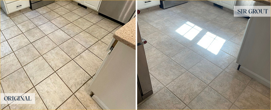 Kitchen Floor Before and After Our Hard Surface Restoration Services in New Fairfield
