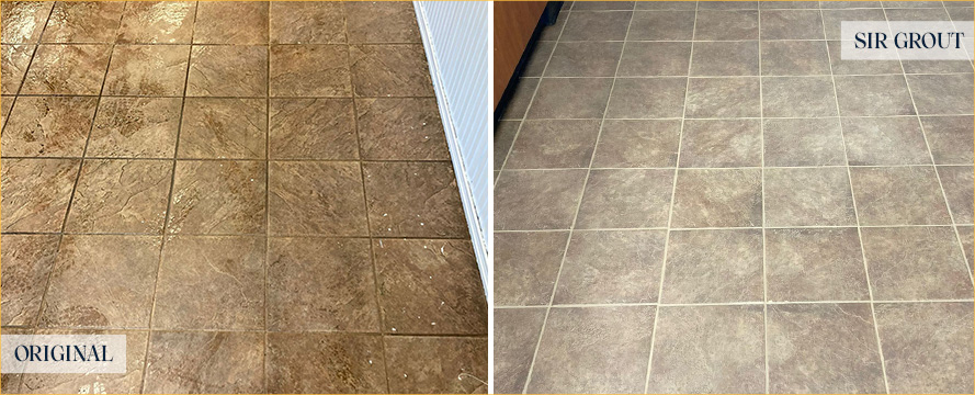 Tile Floor Before and After Our Hard Surface Restoration Services in Fairfield