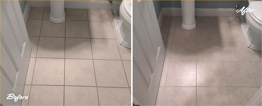 Bathroom Floor Restored by Our Tile and Grout Cleaners in Brookfield, CT