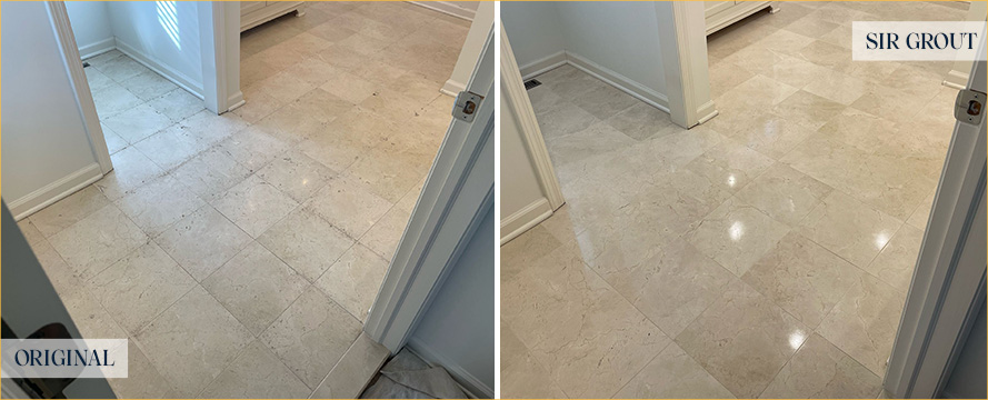 Stone Floor Before and After a Stone Cleaning in New Canaan