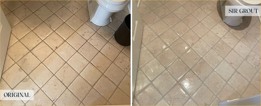Bathroom Floor Restored by Our Tile and Grout Cleaners in Stamford, CT