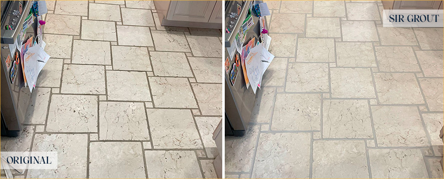 Floor Before and After a Flawless Grout Cleaning in Westport, CT