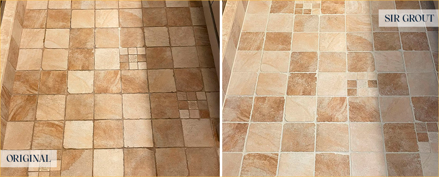 Floor Before and After a Superb Stone Cleaning in New Canaan, CT
