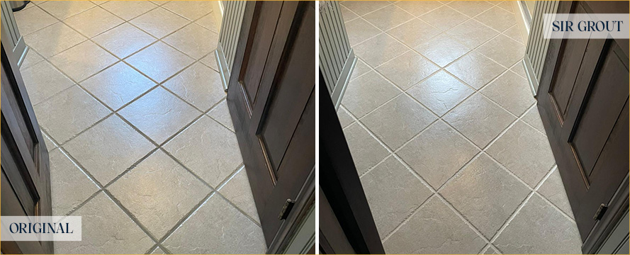 Bathroom Tiles Before and After Our Easton Grout Cleaning Service