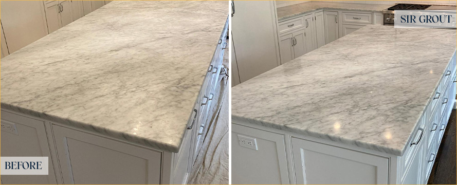 Kitchen Countertop Before and After Our New Canaan Hard Surface Restoration Services
