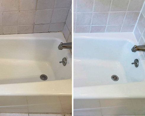 Shower Before and After a Grout Cleaning in Stamford, CT