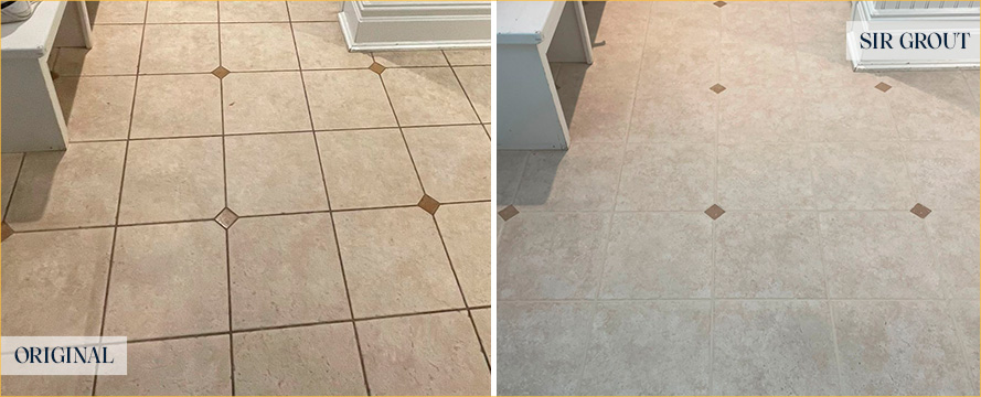 Floor Before and After a Flawless Grout Sealing in Ridgefield, CT