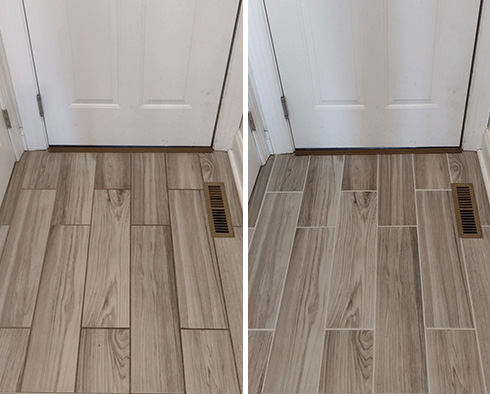 Floor Before and After Our Ridgefield Grout Cleaning Service
