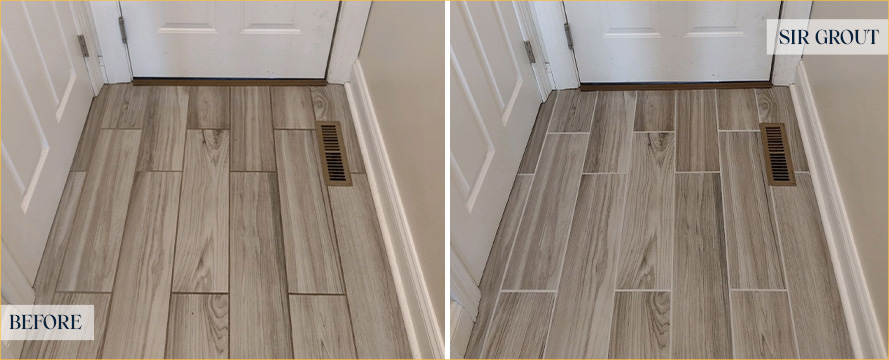 Floor Before and After Our Ridgefield Grout Cleaning Service