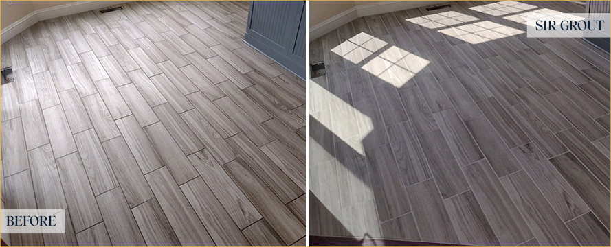 Tile Floor Before and After Our Ridgefield Grout Cleaning Service