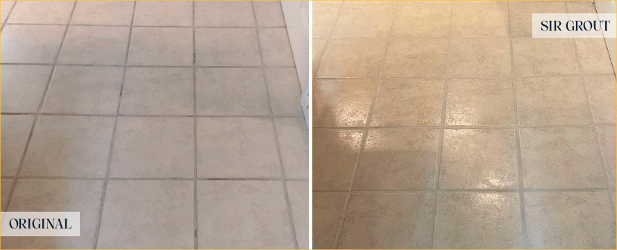 Floor Before and After a Superb Grout Sealing in Ridgefield, CT