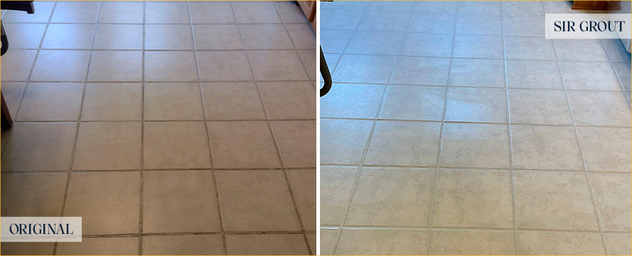 Floor Before and After a Flawless Grout Sealing in Ridgefield, CT
